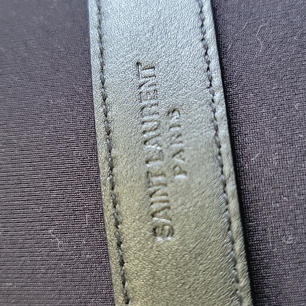 NWT Saint Laurent YSL Black Leather Belt with Silver Buckle - Picture 9 of 10
